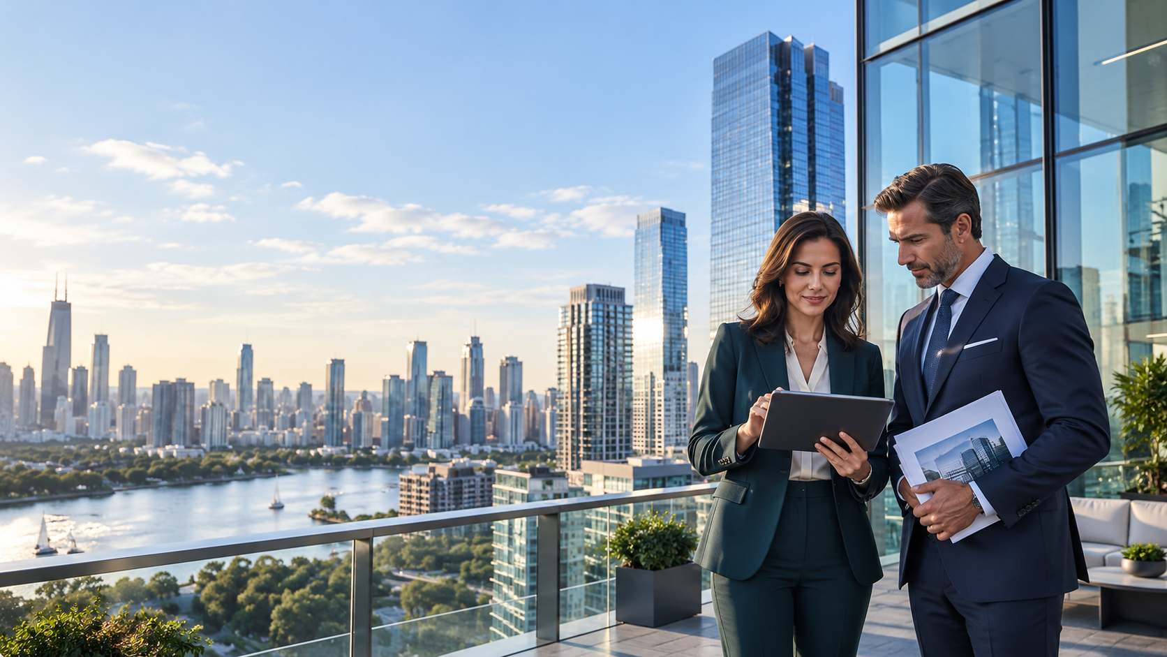 Commercial real estate team working together